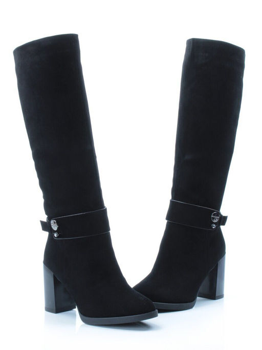 02-DL17-57 BLACK Сапоги зимние женские (натуральная замша, натуральный мех) - Фабричный китай фото 13