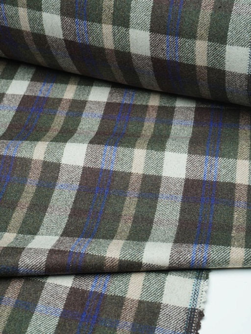 Шерсть пальтово-костюмная Твид Клетка цв.молочный/коричневый/зеленый, ш.1.5м, шерсть-60%, п/э-40% - Купава фото 8