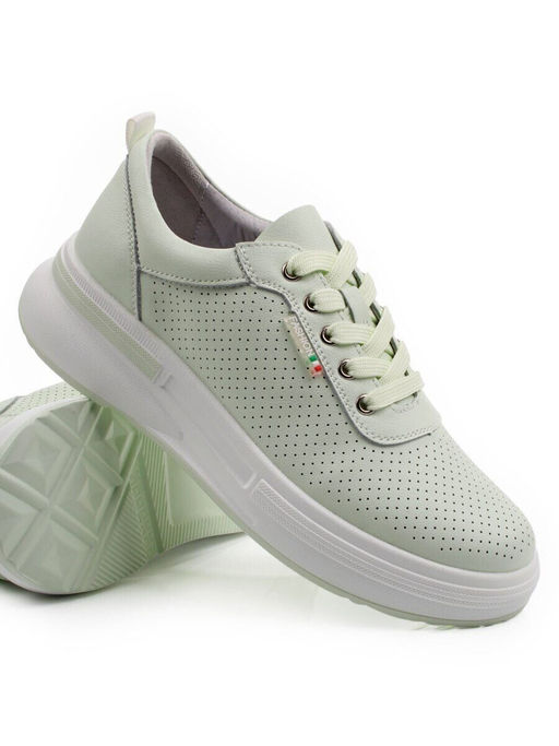 03-YH324-3 LT. GREEN Полуботинки спортивные женские (натуральная кожа)