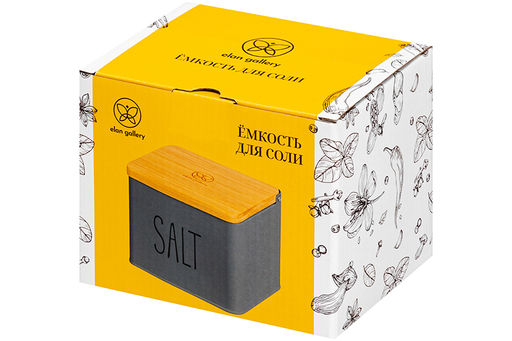 Емкость для хранения 1,5 л 14*11*11 см SALT с деревянной крышкой, темно-серая - Elan gallery фото 15