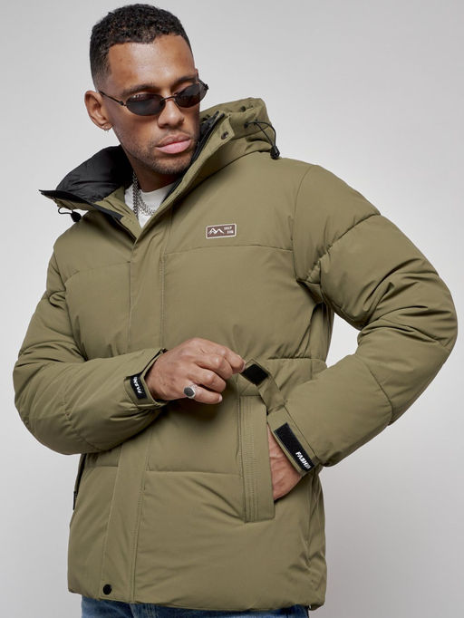 Куртка молодежная мужская зимняя с капюшоном цвета хаки 8356Kh - Wonderrman фото 11