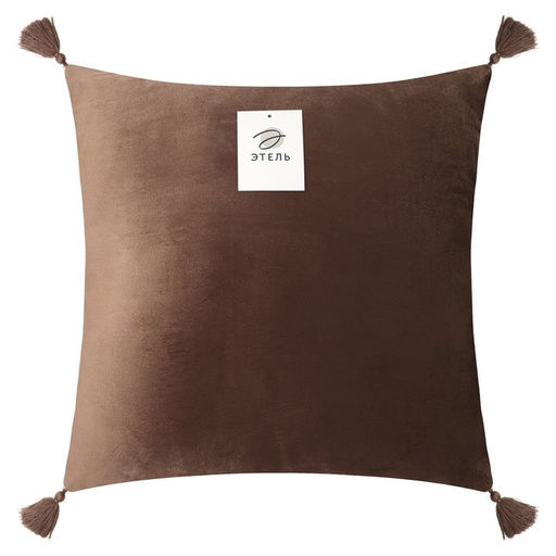 Наволочка декоративная с кисточками Этель цвет кофе, 45х45 см, полиэстер, велюр фото 4
