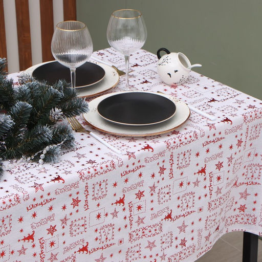 Скатерть новогодняя Этель. Новогодняя, 100?1405 см, 80% п/э, 20% лён, 120 г/м?