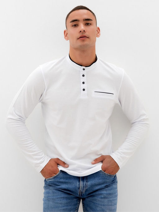 Лонгслив поло мужской MINAKU: Basic line MAN, белый, размер 42