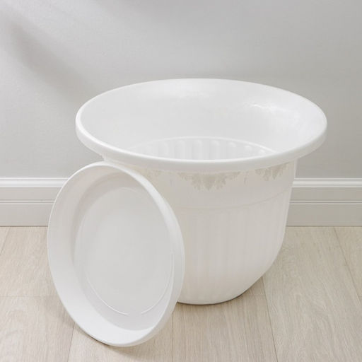 Горшок для цветов с поддоном «Лозанна», 40 л, пластиковый, белый