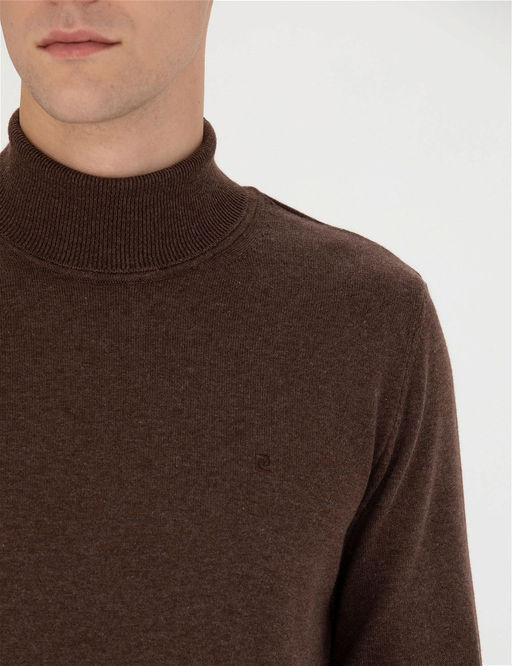 Kahverengi Slim Fit Bal_k__ Yaka Basic Triko Kazak - Pierre cardin фото 7