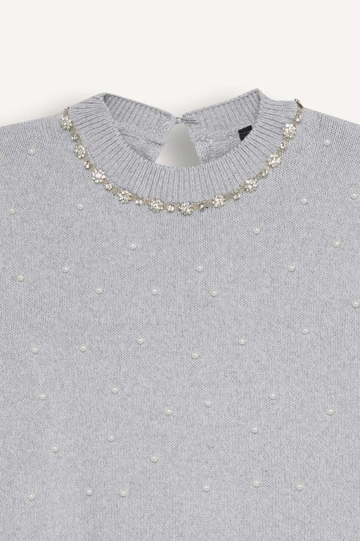 Классический однотонный трикотажный свитер с круглым вырезом и круглым вырезом стандартной посадки - Defacto фото 2