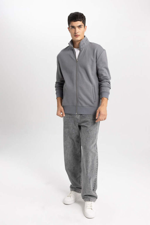 Толстовка Comfort Fit с воротником-стойкой на молнии - Defacto фото 2