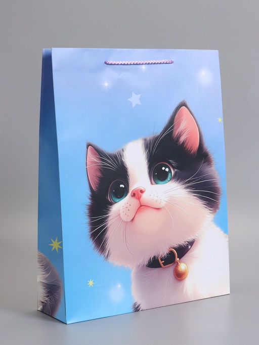 Пакет подарочный ламинированный «Мурлыка счастья», 33×42.5×10 см