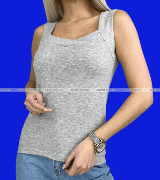 Цена за 1 шт. Майки женские Miss Emma Турция широкие бретели арт. 10023 СЕРЫЕ