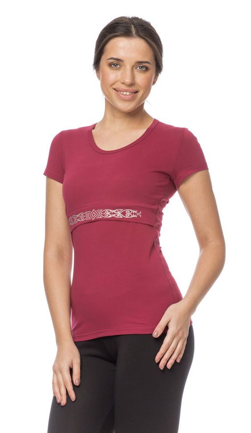 Футболка для кормящих мам с принтом, бордо - Knitka wear фото 4
