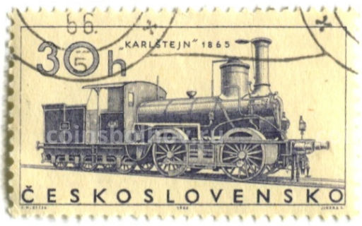 Марка Паровоз Карлштейн 1865 год 1965 год Чехословакия