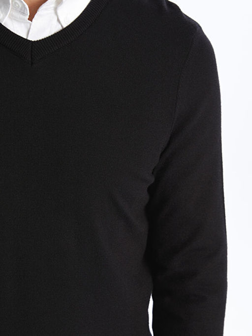 V Yaka Uzun Kollu Erkek Triko Kazak