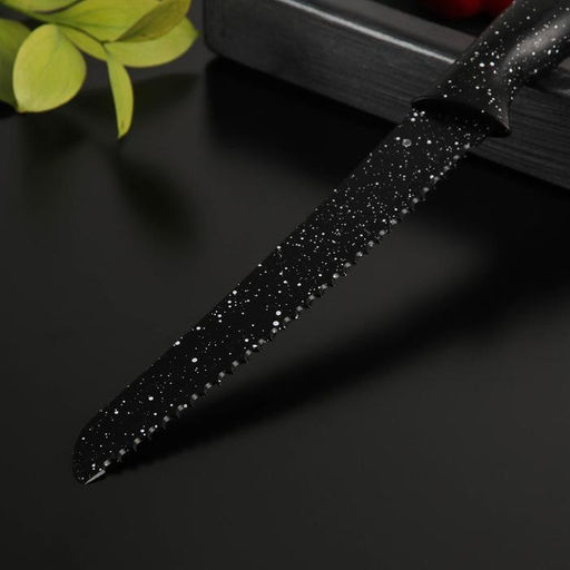 Нож с антиналипающим покрытием Доляна Зефир, хлебный, лезвие 20 см, цвет чёрный  фото 2