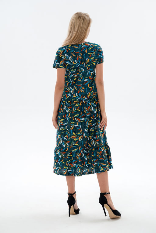 Платье женское из кулирки Кармелита веточка бирюза - Амадэль фото 17