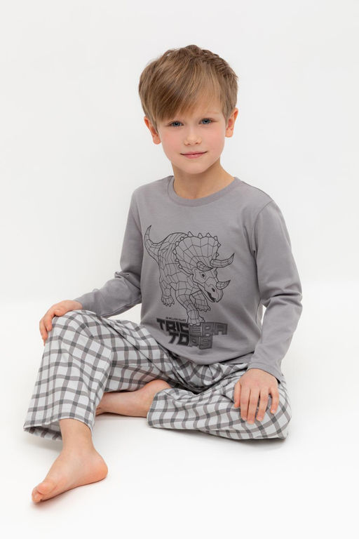 К 1600/холодный серый,клетка пижама для мал