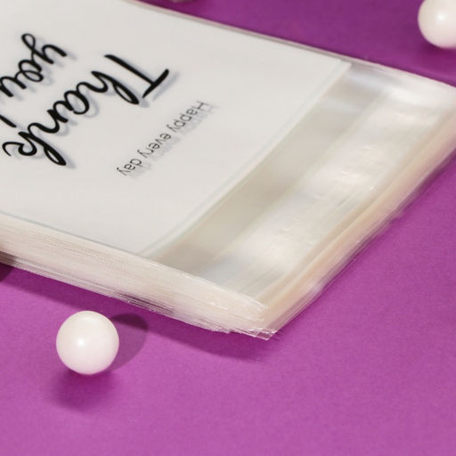 Цена за 100 шт. Пакет БОПП с липкой лентой, «Спасибо», 10×10+3 см