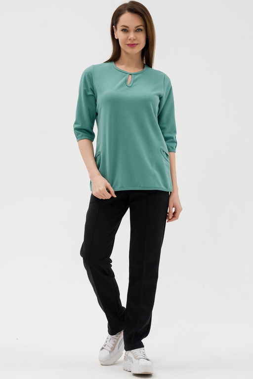 Кофта женская из коттон фита Анфиса мята макси - Амадэль фото 4