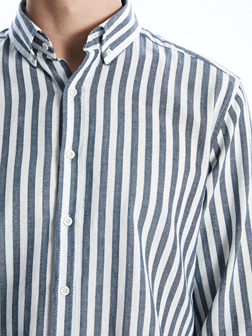 Regular Fit Uzun Kollu ?izgili Poplin Erkek G?mlek