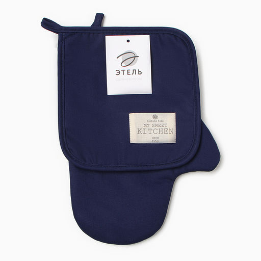 Набор кух. Этель Kitchen цв.синий, варежка-прихватка 20х28см, прихватка 19х19см,100% хл  фото 6