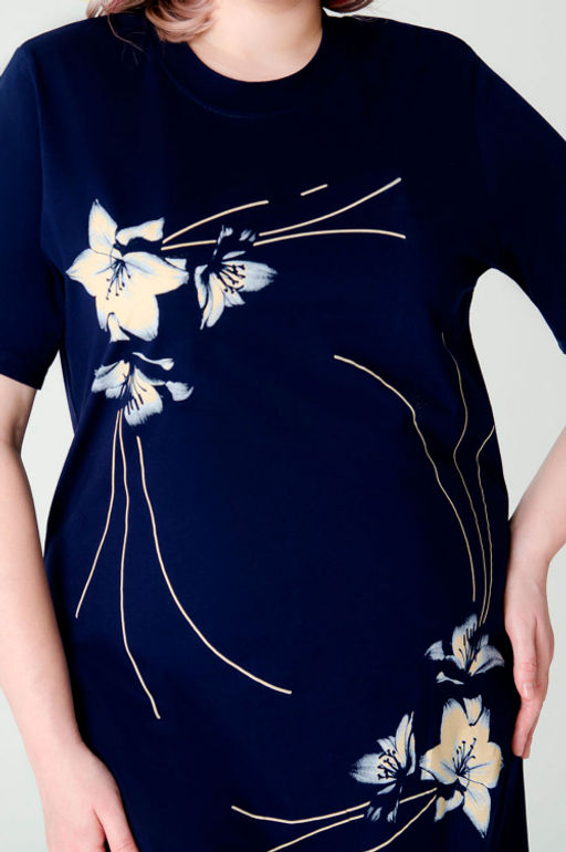 Арт. 4160 Домашняя туника женская 52-60 (5 шт) Цвет:темно-синий - Калинка фото 7