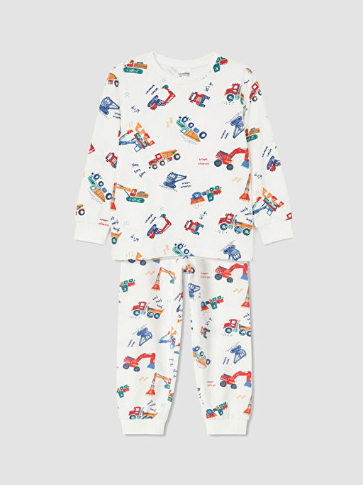 Bisiklet Yaka Bask?l? Erkek ?ocuk Pijama Tak?m
