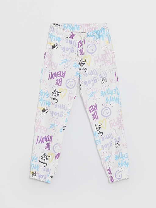 Beli Lastikli Bask?l? K?z ?ocuk Jogger E?ofman Alt?