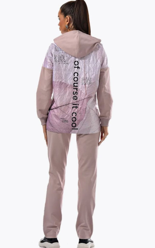 Толстовка из футера комбинированного с принтованной плащевой тканью - А+б коллекция фото 96