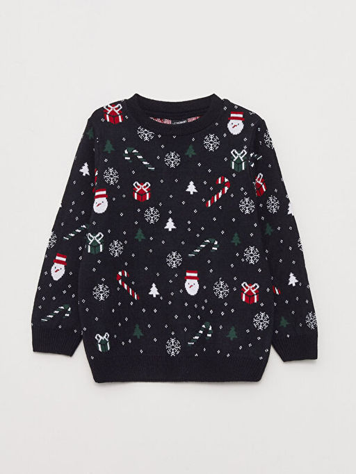 Bisiklet Yaka Y?lba?? Temal? Uzun Kollu Erkek ?ocuk Triko Kazak - Waikiki фото 3