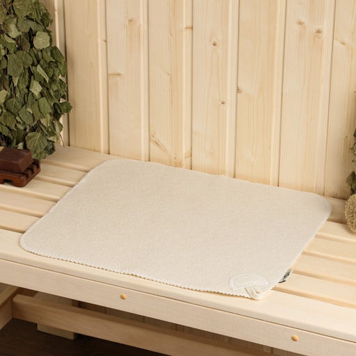 Набор для бани Белый без вышивки шапка, варежка, коврик в плёнке - Добропаровъ фото 2