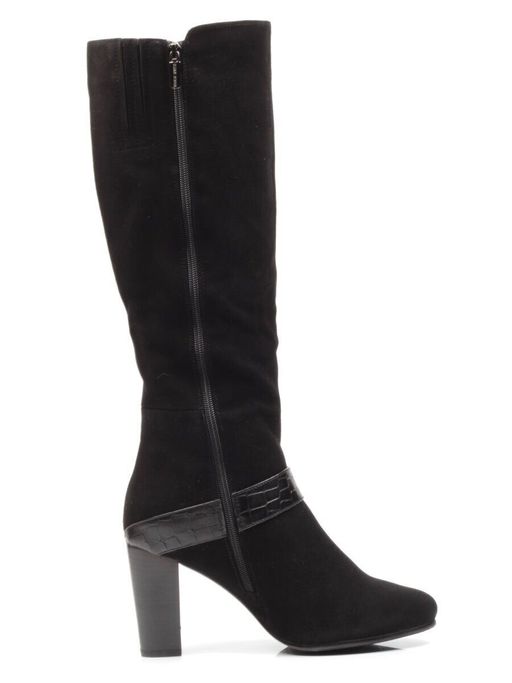 02-MB051-211M BLACK Сапоги зимние женские (натуральная замша, натуральный мех (еврозима))