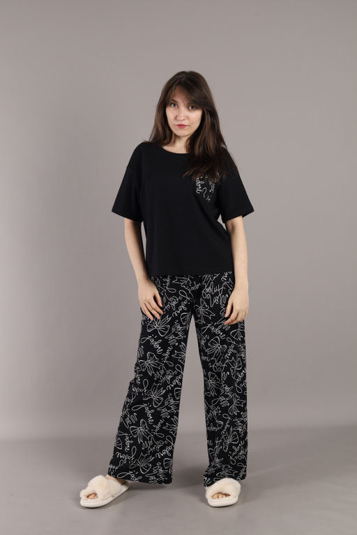CWXW 50051-22K Пижама женская (футболка, брюки),черный