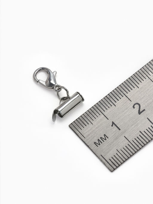 Цена за 3 шт. Концевик для браслета из бисера (пара) QF, 10 мм, металл, с цепочкой удлинителем, цвет серебро