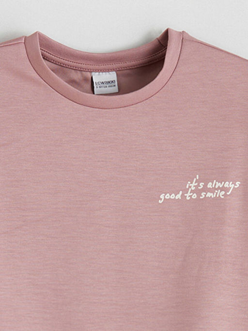 Bisiklet Yaka Yaz? Bask?l? K?z ?ocuk Soft Touch Sweatshirt