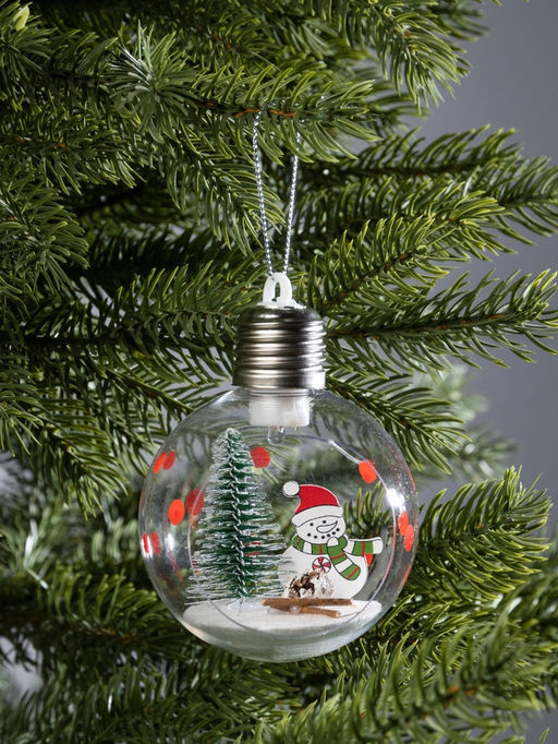 Ёлочный шар Снеговик, d=8 см, 1 LED, от батареек, свечение тёплое белое - Luazon lighting фото 3