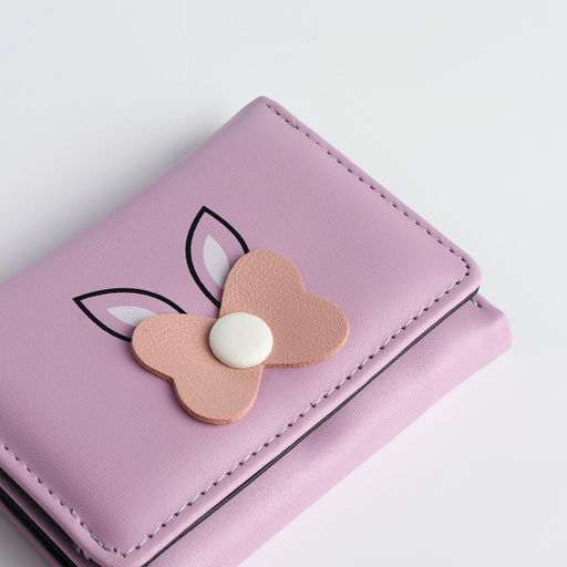 Кошелёк «Цветочек», маленький, для девочки, на кнопке, сиреневый