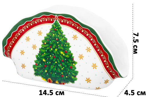 Салфетница 14,5*4,5*7,5 см Новогодняя елка красный узор NEW BONE CHINA - Elan gallery фото 10