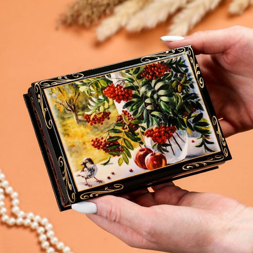 Шкатулка Рябина на окне, 10?14 см, лаковая миниатюра - Simaland фото 2