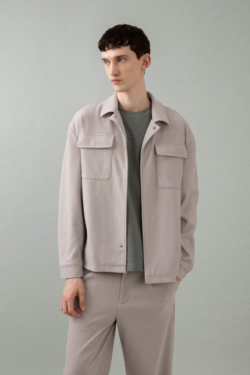 Плиссированная куртка с рубашечным воротником и расслабленным кроем - Defacto фото 4