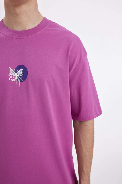 Футболка Comfort Fit с круглым вырезом и короткими рукавами с принтом на спине - Defacto фото 6