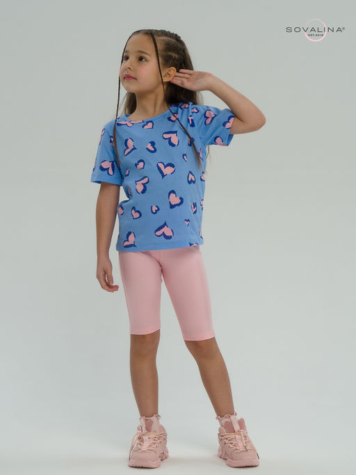 Костюм Актив розовые сердечки на голубом-розовый - Sovalina фото 6