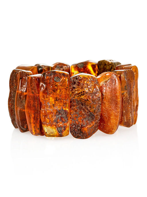 Красивый браслет из цельного янтаря с переливающейся текстурой Помпеи