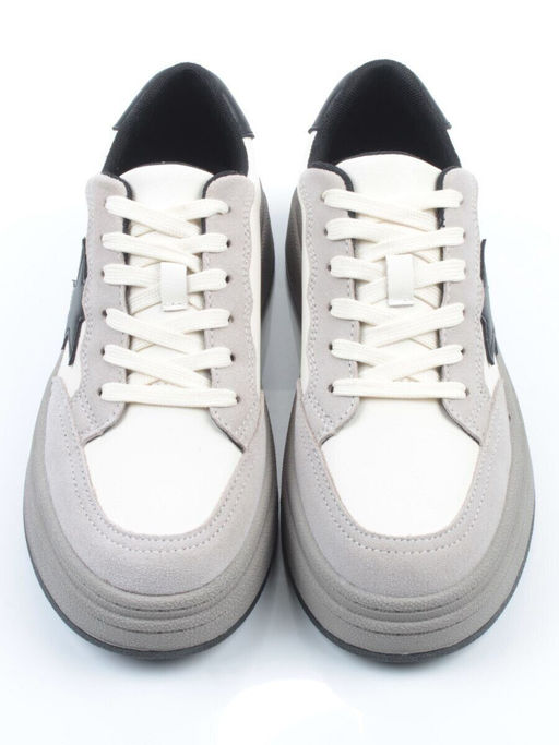 03-YE475-2 BEIGE/GREY Кроссовки женские (натуральная кожа)