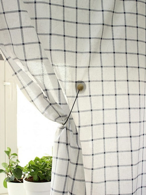 Рогожка Темная серо-синяя клетка (6.5*6.5см) на белом, ш.1.5м, хлопок-100%, 160гр/м.кв - Купава фото 2