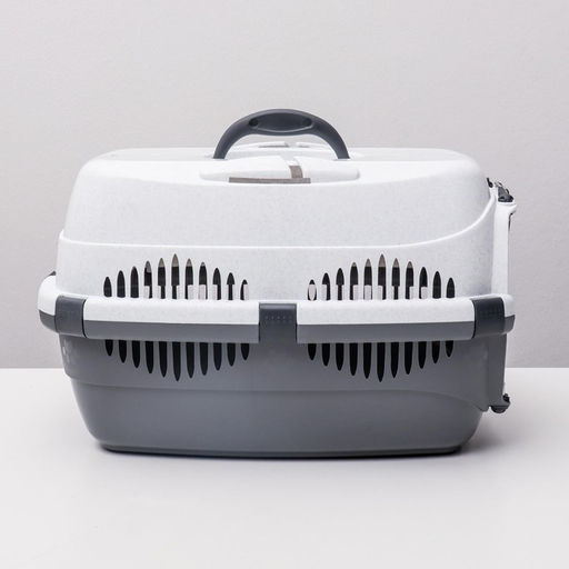 Переноска для животных до 9 кг Пижон, металлическая дверь, 43 х 29 х 27,5 см, бело-серая  фото 2