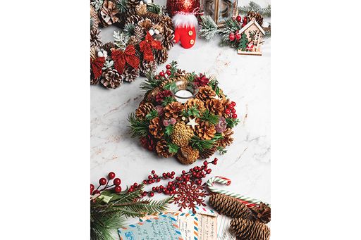 Новогоднее украшение подсвечник 22*22*11 см Тайна Рождества на 1 свечу, круг