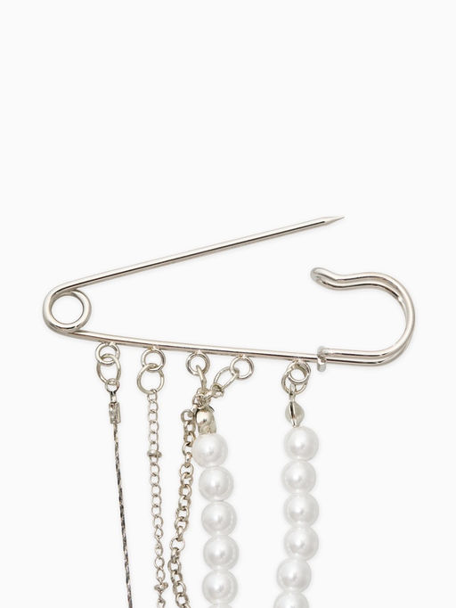 Булавки "Аксельбант", жемчуг, цвет белый в серебре