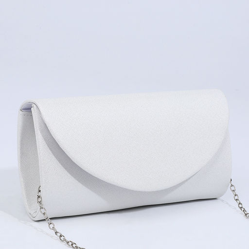 Сумка-клатч на магните, длинная цепь, цвет белый