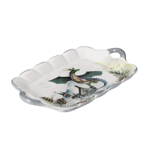 Блюдо сервировочное Доляна «Дракоша», 23×14×3 см, белое