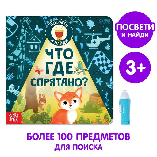 Книга с фонариком Что где спрятано?, 24 стр.
